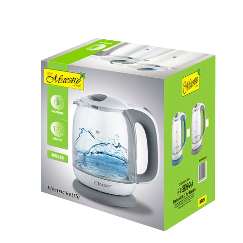 Електрочайник 1,7л 1850-2200W скло (диск) сірий MR-056-GREY Maestro - изображение 3