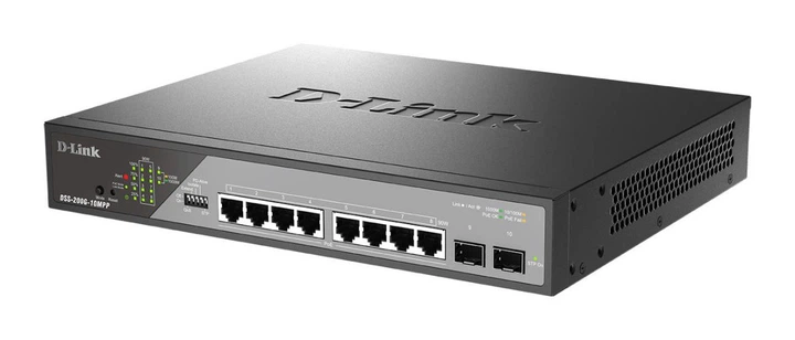 Комутатор D-Link DSS-200G-10MPP 8xGE PoE, 2xSFP, 242Вт, Некерований - зображення 4