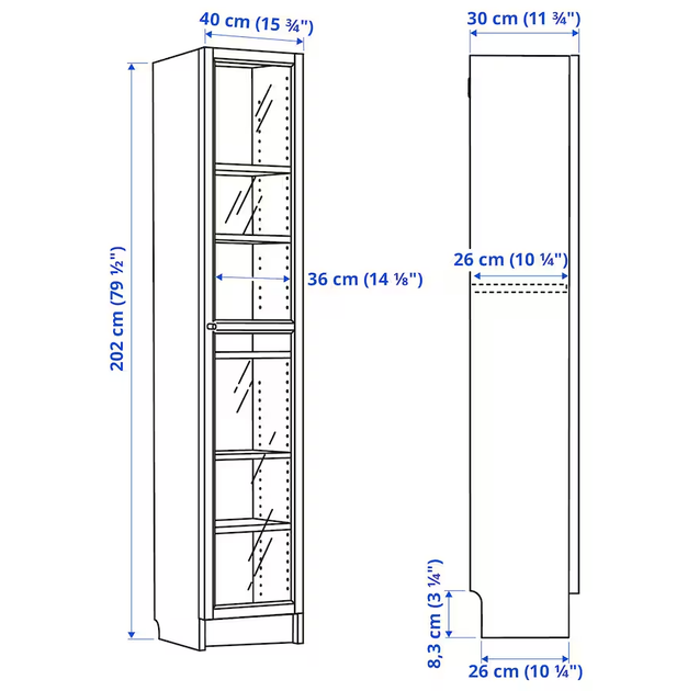 Витрина BILLY/OXBERG 40x30x202 IKEA 392.873.98 белый - изображение 6
