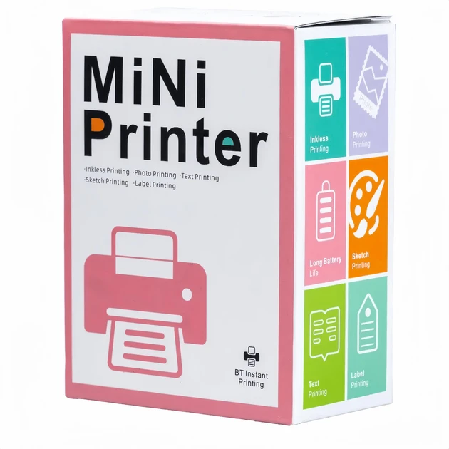 Портативный детский термопринтер с термопечатью Mini Printer X2 Cat Розовый - изображение 2
