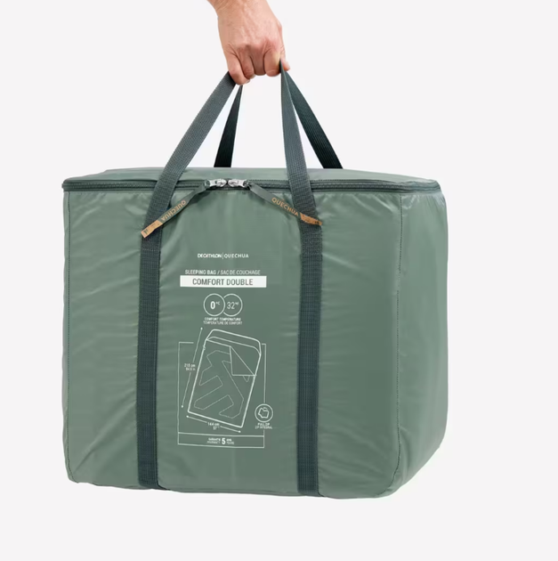 Двомесный Спальный Мешок для Кемпинга 215 x 160 см QUECHUA Comfort 0° Зеленый - изображение 3