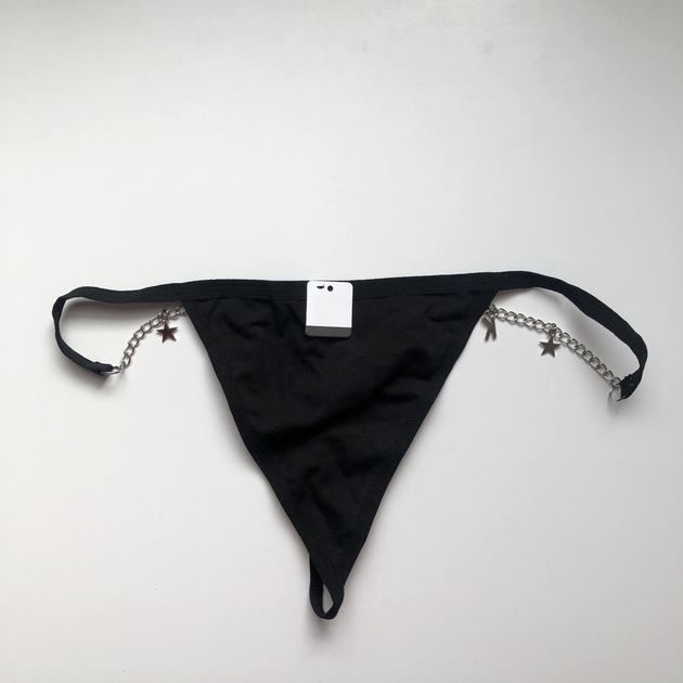 Жіночі сексуальні трусики стрінги з підвісками Sexy One Size чорний (8-190) - изображение 3
