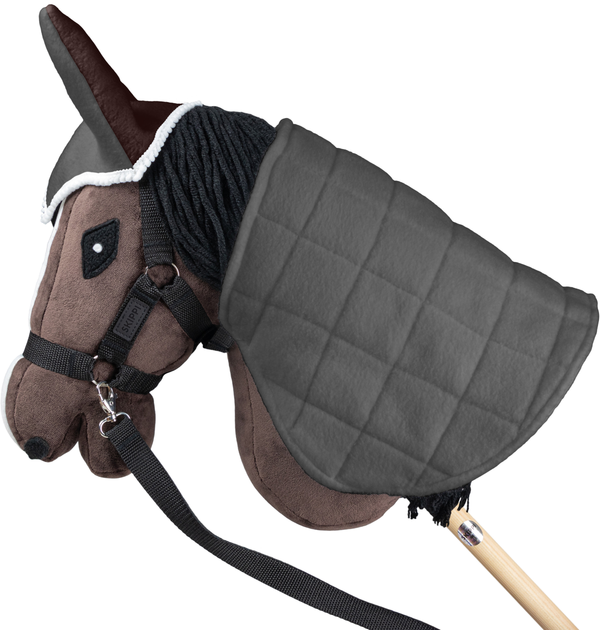 Akcesoria dla konia Hobby Horse Skippi Derka dwustronna i nauszniki Brązowo-szary (5906361450285) - obraz 6
