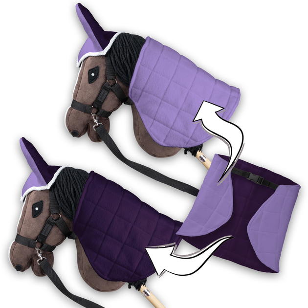 Аксесуари для коней Hobby Horse Skippi Двостороння попона та навушники Фіолетовий та бузковий (5906361450261) - зображення 4