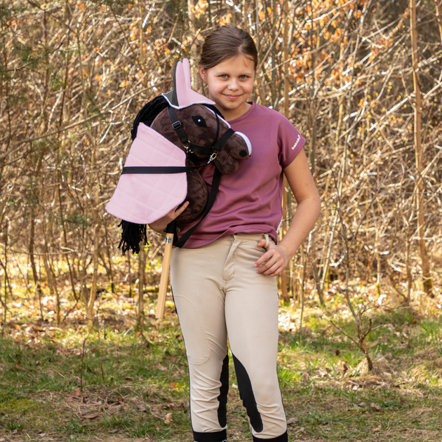 Akcesoria dla konia Hobby Horse Skippi Derka dwustronna i nauszniki Różowa i szara (5906361451213) - obraz 7