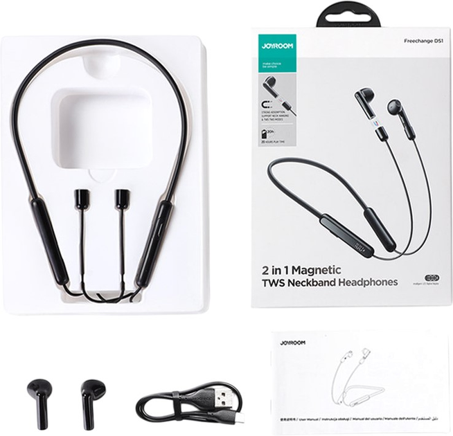 Słuchawki JOYROOM NeckBand JR-DS1 Black (6956116799687) - obraz 9