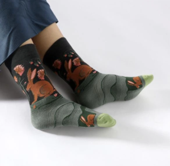 Носки женские, высокие с рисунком зайчика, хлопковые, 35-40р., разноцветные - Фото 4 Носки женские, высокие с рисунком зайчика, хлопковые, 35-40р., разноцветные - изображение 4