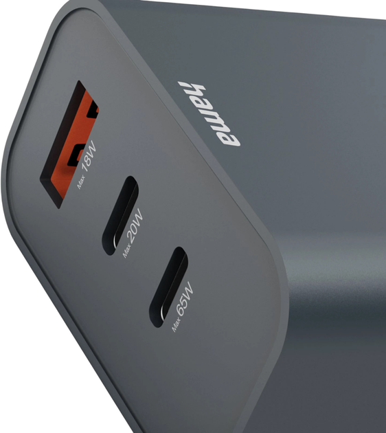 Ładowarka Hama Ecosential PD 2 x USB-C, 1 x USB-A 65W Anthracite (4007249864451) - obraz 3
