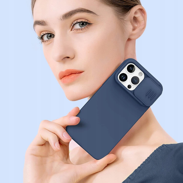 Etui Nillkin CamShield Silky Silicone Case do Apple iPhone 14 Pro Blue (6902048249264) - obraz 8