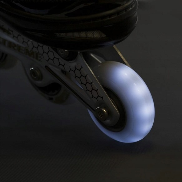 Колеса для роликів Nils Extreme PU 72 x 24 мм 82A 4 шт LED-3 білі (5907695527766) - зображення 3