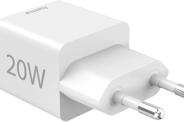 Зарядний пристрій Hama Mini GaN PD/QC 1 x USB-C, 1 x USB-A 20W White (4047443516503) - зображення 4
