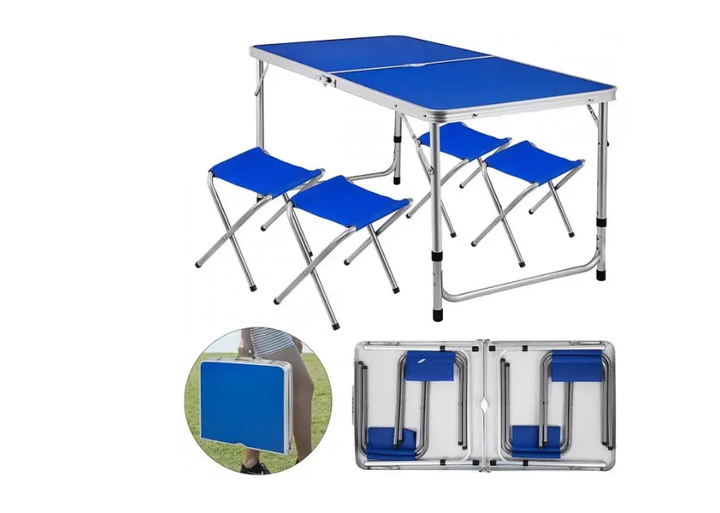 Стол раскладной для пикника и рыбалки Folding Table с 4 стульями Синий - изображение 2