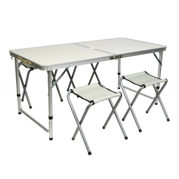Стол раскладной для пикника и рыбалки Folding Table с 4 стульями Белый Мрамор - изображение 2