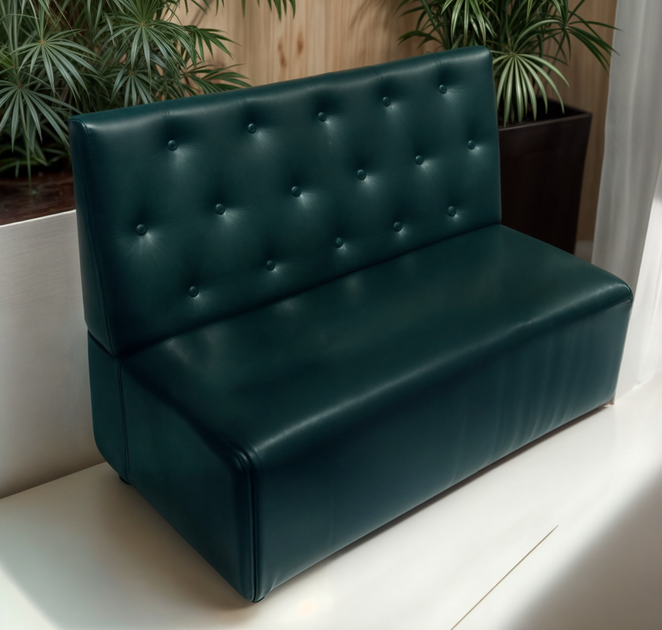 Диван для кафе Tobi Sho Бостон с высокой спинкой и пуговицами 1500x630x850, кожзам Морская волна 2215 - Фото 2 Диван для кафе Tobi Sho Бостон с высокой спинкой и пуговицами 1500x630x850, кожзам Морская волна 2215 - изображение 2