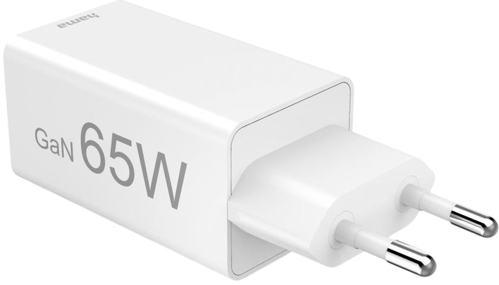 Ładowarka Hama Mini GaN PD/QC 2 x USB-C 65W White (4047443516541) - obraz 4