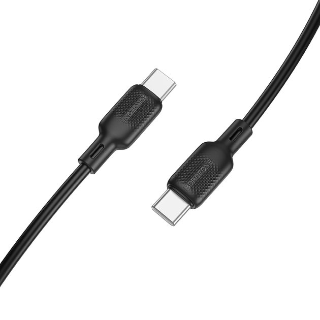 Кабель BOROFONE BX113 Lenny 60W silicone charging data cable C to C(L=2M) Black (6941991115516) - Фото 1 Кабель BOROFONE BX113 Lenny 60W silicone charging data cable C to C(L=2M) Black (6941991115516) - зображення 1