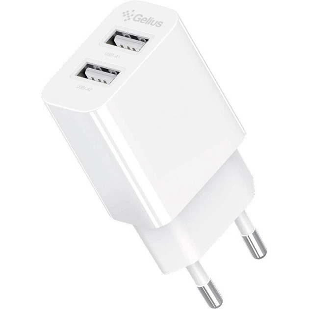 Сетевое зарядное устройство Gelius Simple GP-HC059 (2 USB/2.4A) White - Фото 2 Сетевое зарядное устройство Gelius Simple GP-HC059 (2 USB/2.4A) White - изображение 2