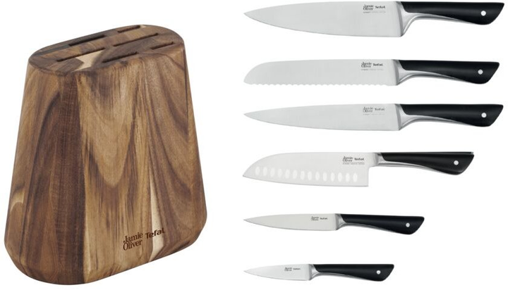 Набор ножей в деревянной колоде Tefal Jamie Oliver 6 предметов (K267S656) - изображение 2