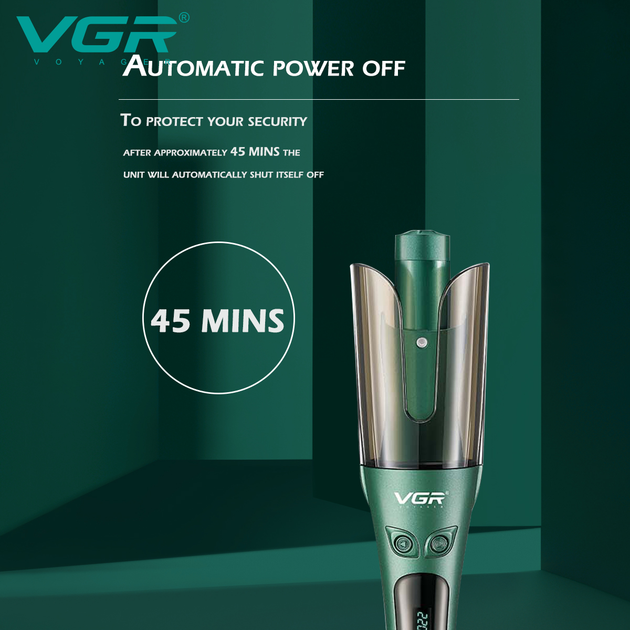 Стайлер-плойка для автоматичної завивки волосся VGR V-583 LCD display/Green (00000009031) - зображення 8