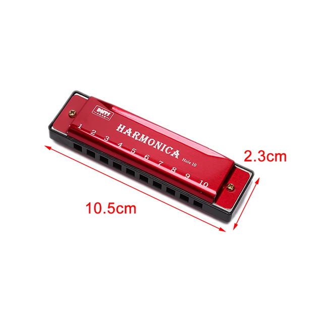 Губная гармошка Harmonica для начинающих красная 10С - Фото 4 Губная гармошка Harmonica для начинающих красная 10С - изображение 4