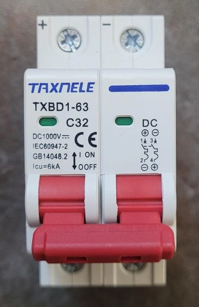 Автоматичний вимикач DC C32 2P 1000V 6kA TXBD1-63 (TAXNELE) – фото