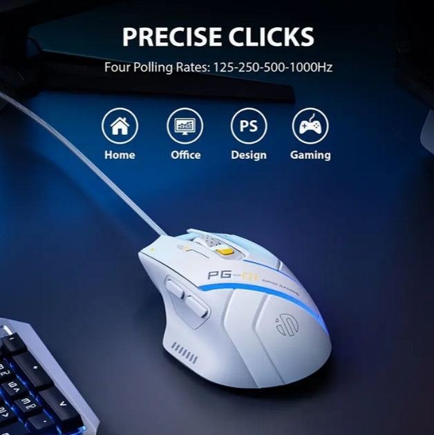 Проводная игровая мышь Inphic PG1 DPI 12800 эргономичный дизайн и макропрограммирование/RGB-подсветка - Фото 6 Проводная игровая мышь Inphic PG1 DPI 12800 эргономичный дизайн и макропрограммирование/RGB-подсветка - изображение 6