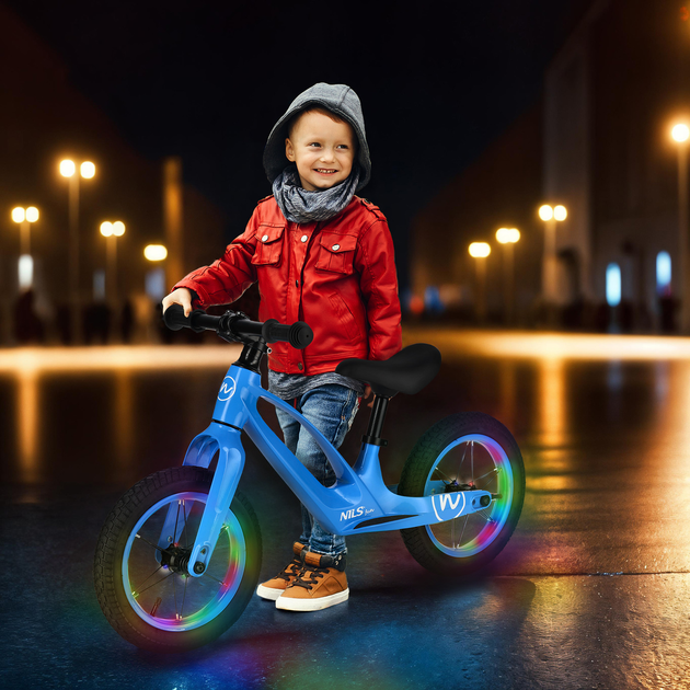 Rowerek biegowy Nils Fun RB901 LED 12" Niebieski (5907695559446) - obraz 9