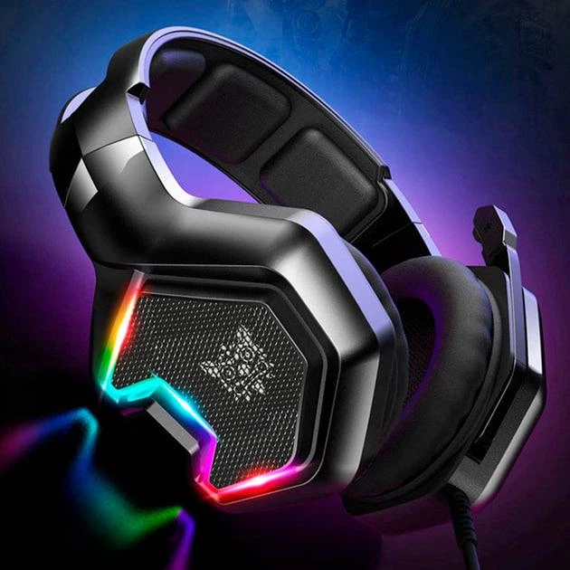 Игровые проводные наушники Onikuma K10 Pro с микрофоном и LED RGB подсветкой Black - Фото 2 Игровые проводные наушники Onikuma K10 Pro с микрофоном и LED RGB подсветкой Black - изображение 2