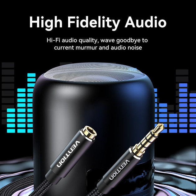 Кабель Vention Audio 3.5 мм 1 м Black Metal Type, 4 pin, з підтримкою мікрофона, стерео (BHCBF) - Фото 2 Кабель Vention Audio 3.5 мм 1 м Black Metal Type, 4 pin, з підтримкою мікрофона, стерео (BHCBF) - зображення 2