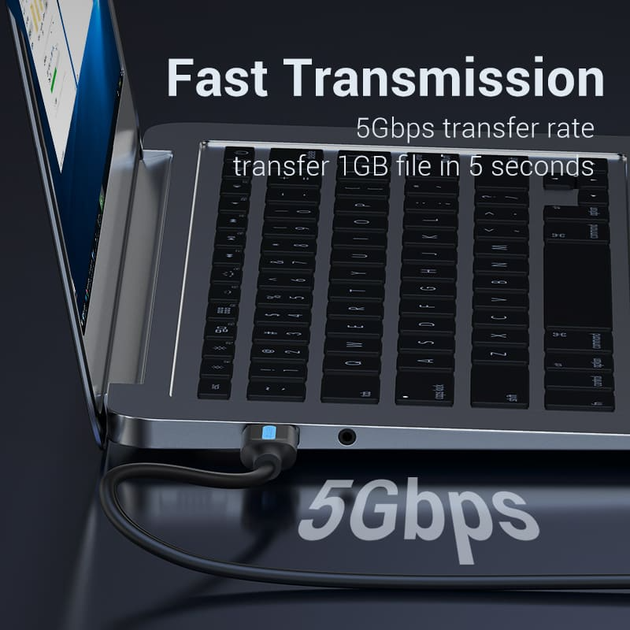 Кабель Vention 2A (USB A - USB A) Quick Charge, 1 m 5Gbps, Black (CONBF) - изображение 2