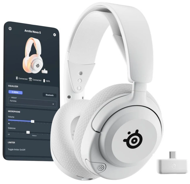 Навушники з мікрофоном SteelSeries Arctis Nova 5 White (61671) - Фото 5 Навушники з мікрофоном SteelSeries Arctis Nova 5 White (61671) - изображение 5