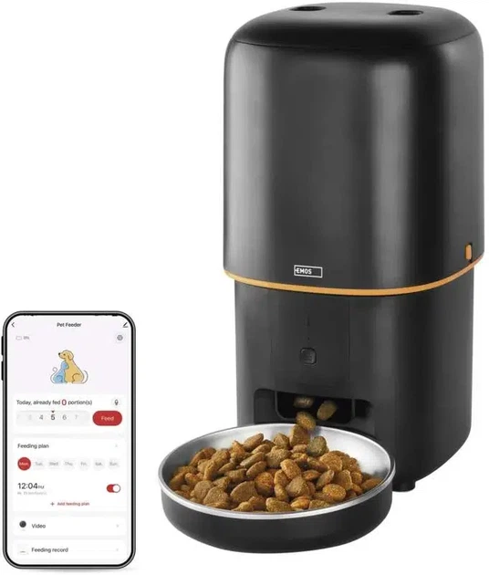 Автоматична розумна годівниця для домашніх тварин EMOS GoSmart H6002 4 л Wi-Fi - зображення 2