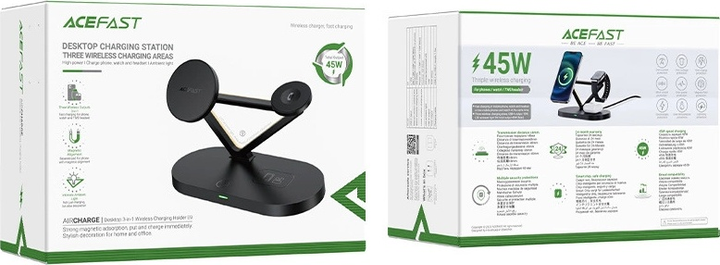 Бездротова зарядна станція Acefast E9 Qi 15W для iPhone, Apple Watch i Apple AirPods Black (6974316281603) - зображення 7