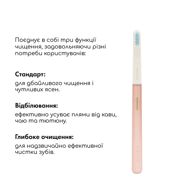 Отбеливающая звуковая зубная щетка Medica+ Lux 10Х Portable Rose Gold - изображение 4