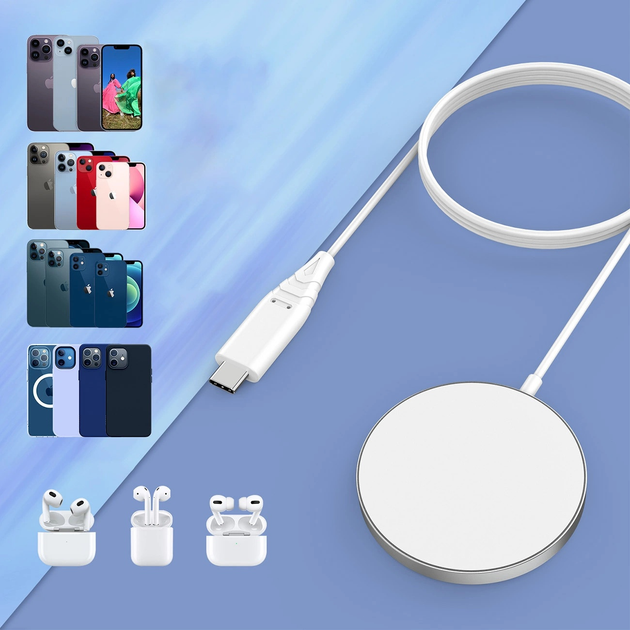 Bezprzewodowa ładowarka CHOETECH T518-F Magnetic Wireless Charger 15W White (6932112103802) - obraz 4