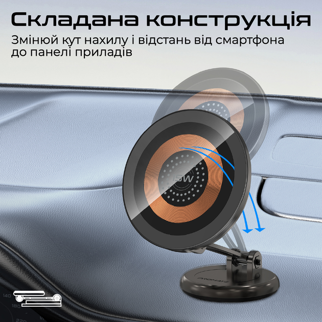 Бездротовий зарядний пристрій Promate Magnus2-Qi MagSafe Black (magnus2-qi) - зображення 5