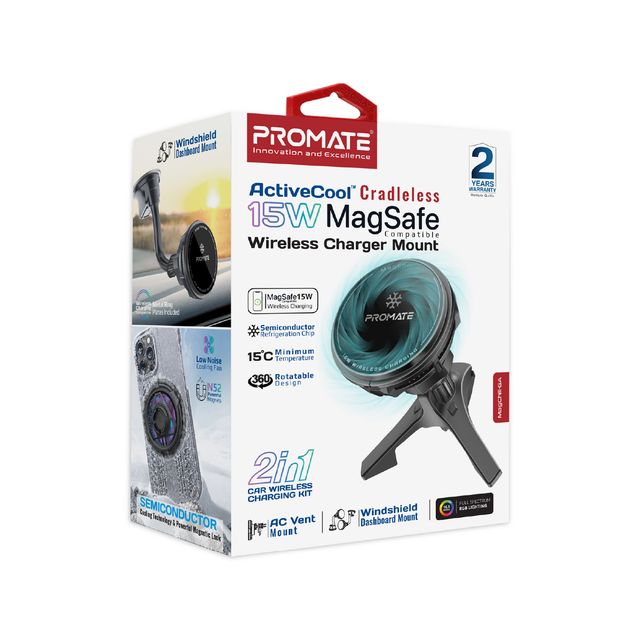 Бездротовий зарядний пристрій Promate MagChill-Qi2 MagSafe Black (magchill-qi2) - зображення 8