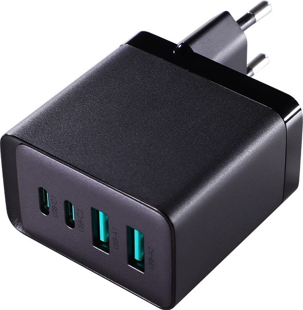 Мережевий зарядний пристрій JOYROOM TCG02 2 x USB-C 2 x USB-A 67 W + кабель USB C – USB C 1.2 м Black (6956116742492) - зображення 5