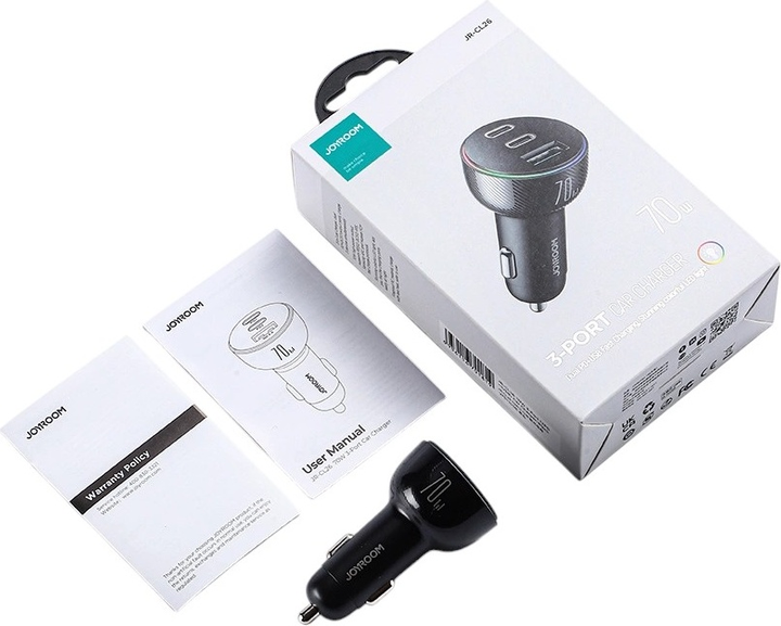 Ładowarka samochodowa JOYROOM JR-CL26 2 x USB-C 1 x USB-A 70 W Black (6956116701819) - obraz 12