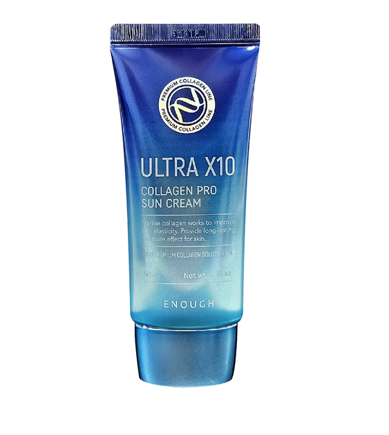Сонцезахисний крем із колагеном Enough Ultra X10 Collagen Pro Sun Cream SPF50+ PA ++++, 50 мл - Фото 1 Сонцезахисний крем із колагеном Enough Ultra X10 Collagen Pro Sun Cream SPF50+ PA ++++, 50 мл - зображення 1