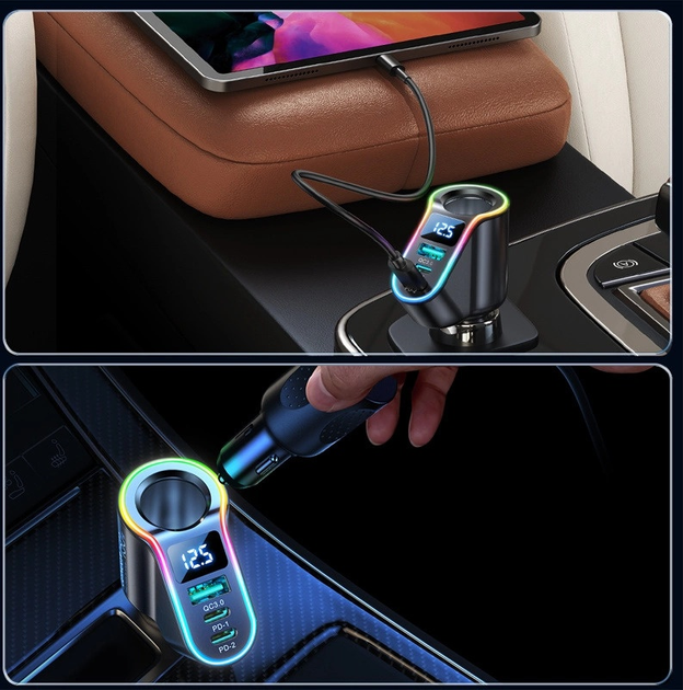 Ładowarka samochodowa Joyroom JR-CL21 4 w 1 USB-A + 2 x USB-C 150 W Black (6941237114273) - obraz 11