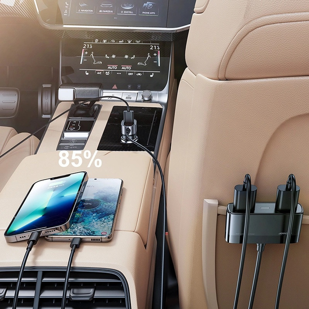 Автомобільний зарядний пристрій з подовжувачем Joyroom JR-CL03 Pro 5 x USB-A 45 Вт 1.5 м Black (6956116735463) - зображення 4