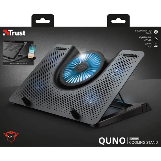 Підставка для ноутбуків Trust GXT 1125 Quno, до 17.3", BLUE LED, чорний - изображение 5