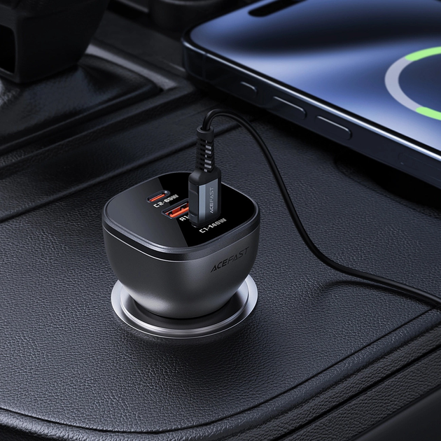 Ładowarka samochodowa Acefast B14 USB-A + 2 x USB-C 165 W Black (6974316282938) - obraz 6