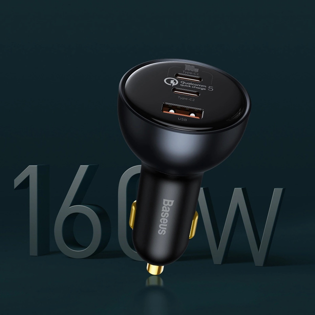 Ładowarka samochodowa Baseus USB-A + 2 x USB-C 160 W Black (TZCCZM-0G) - obraz 12