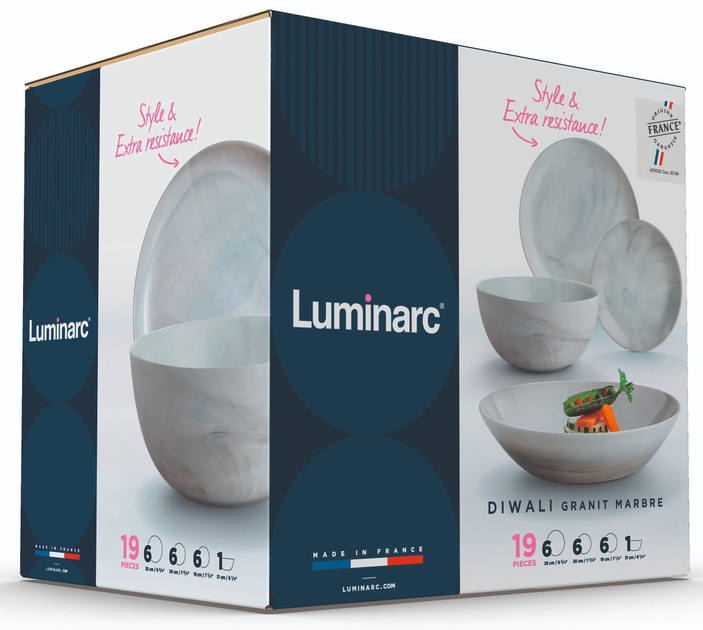 Сервіз столовий Luminarc Diwali Marble Granit 19 пр. Q0217 - изображение 6