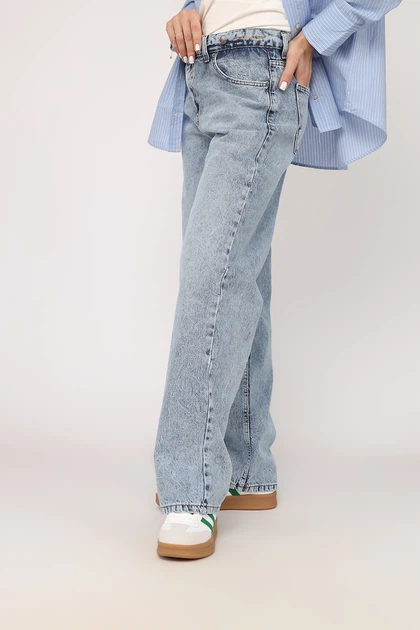 Джинси baggy жіночі 40 колір блакитний ZER ЦБ-00274406 - Фото 3 Джинси baggy жіночі 40 колір блакитний ZER ЦБ-00274406 - зображення 3