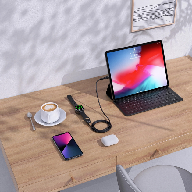 Ładowarka indukcyjna CHOETECH T319 USB-C MFI dla Apple Watch 5 W Black (6932112102454) - obraz 9