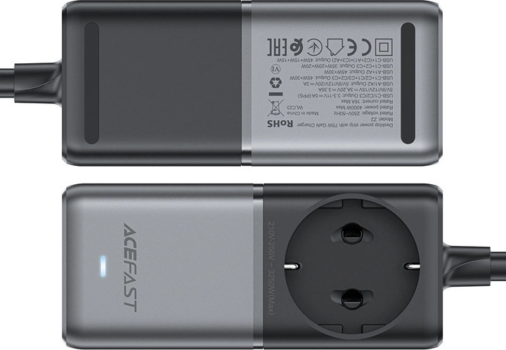 Ładowarka biurkowa Acefast Z2 GaN 75 W PD 3 x USB-C + 2 x USB-A Black-Grey (6974316282501) - obraz 5