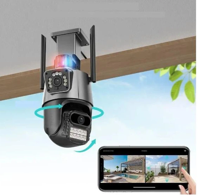 Уличная охранная поворотная WIFI камера Generic Dual Lens Zoom 8MP сирена, зум, iCSee удаленным доступом онлайн - Фото 2 Уличная охранная поворотная WIFI камера Generic Dual Lens Zoom 8MP сирена, зум, iCSee удаленным доступом онлайн - изображение 2